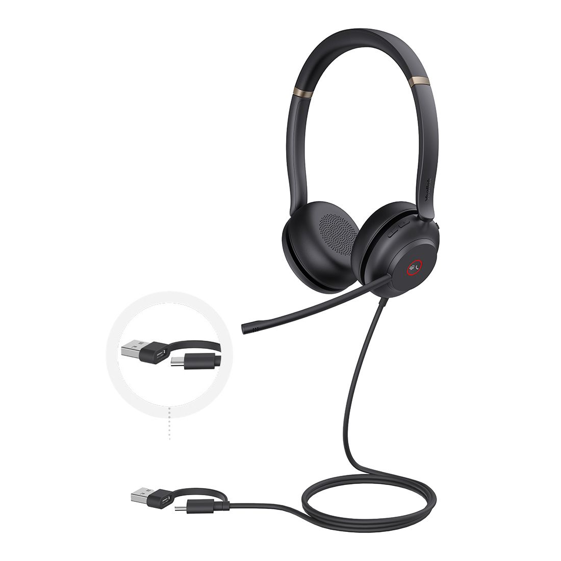Yealink TEAMS-UH37-D-CA | UH37 Dual Microsoft Teams Certified USB Headset, USB-C/A