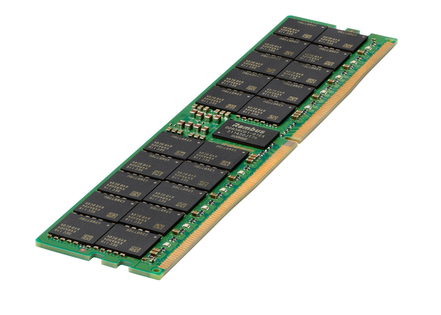HPE P50313-B21 128GB DDR5 RDIMM green memory stick with gold contacts