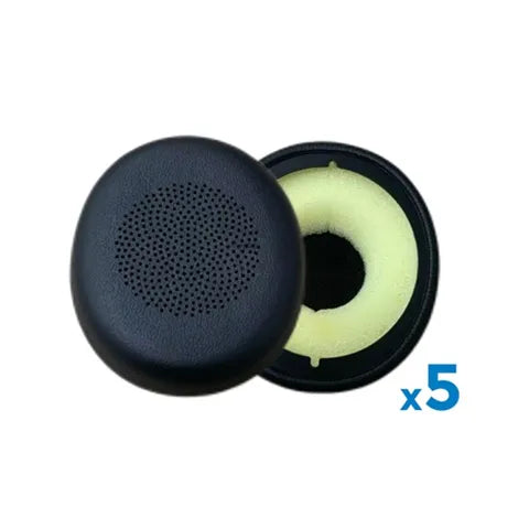 Yealink UH42/UH44 black perforated earpad cushions, 5 pairs, yellow foam