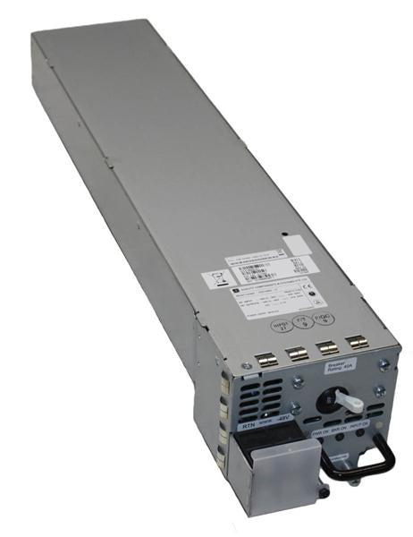 Silver metallic juniper jpsu 650w dc power supply unit with ventilation grilles and labeled control panel on back side