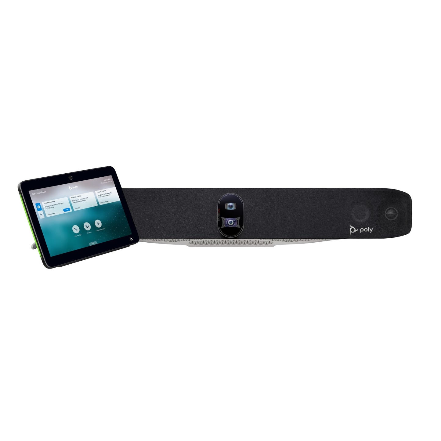 Poly Studio X70 video bar with TC10, 2x 75-inch displays, rear view