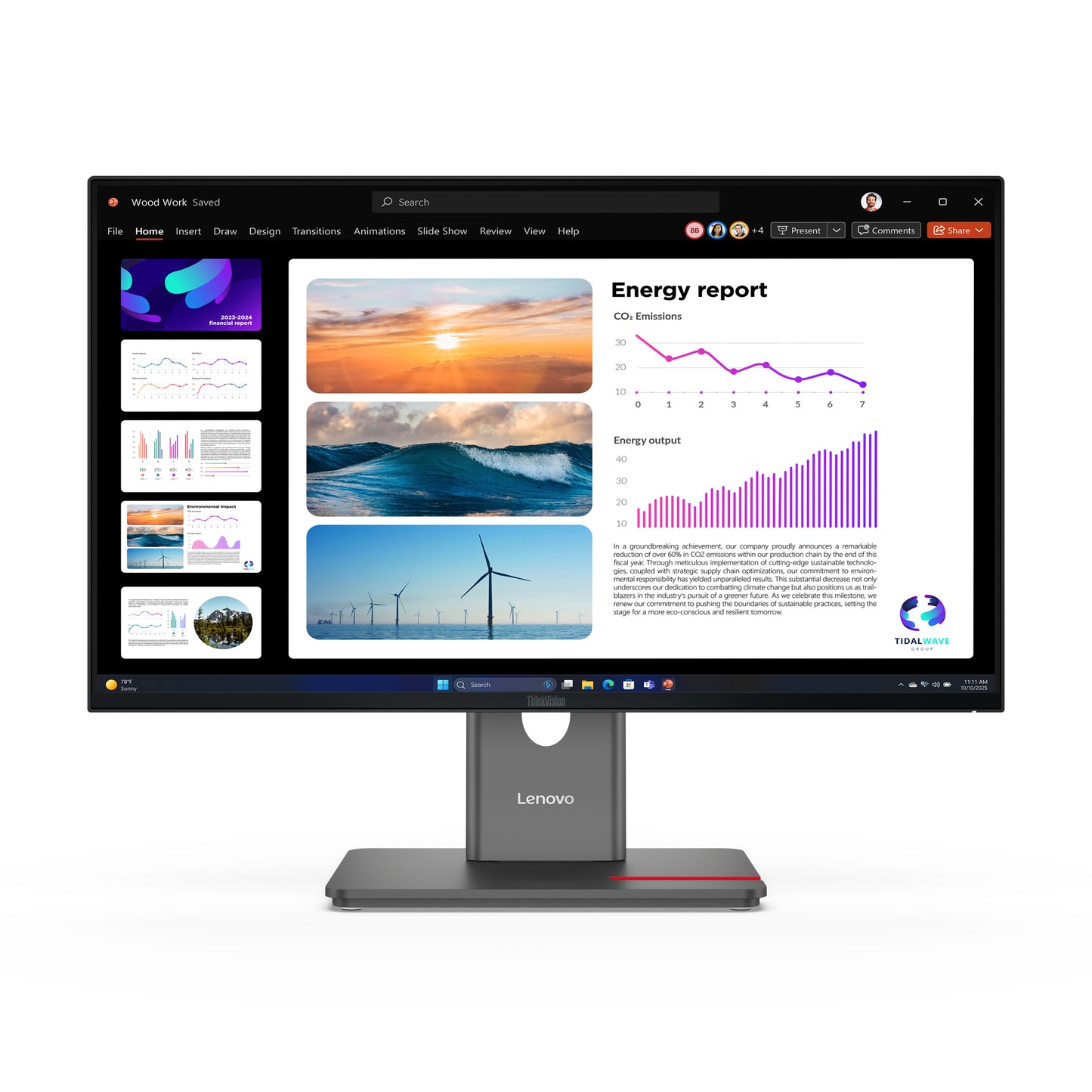 LENOVO 64B2GAR1AU | ThinkVision P24Q-40 Monitor, 23.8" QHD, IPS, 99% sRGB