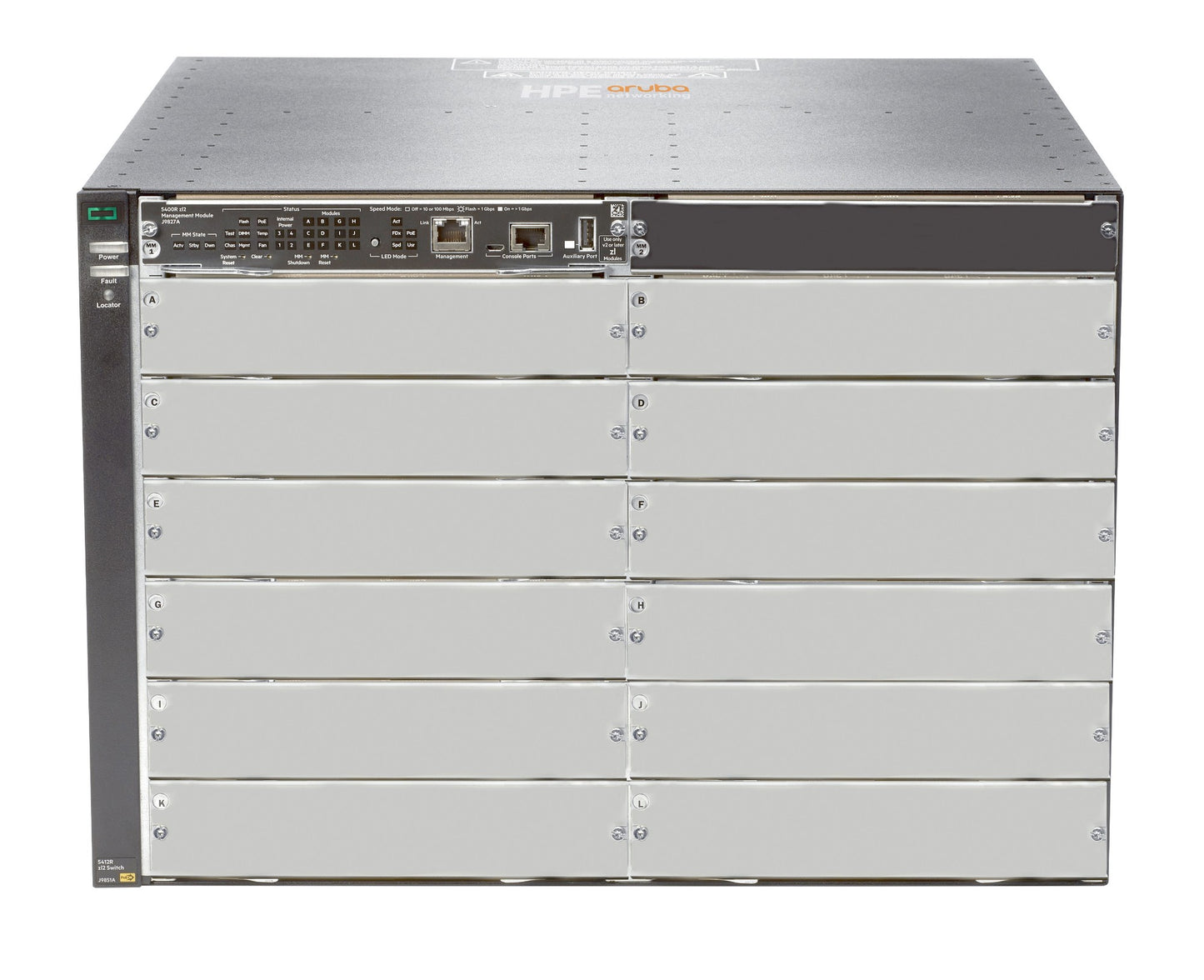 Aruba J9822A | 5412R zl2 Switch, 12 x 1GbE Ports, 4 x 10GbE SFP+ Uplinks, Layer 3, PoE+