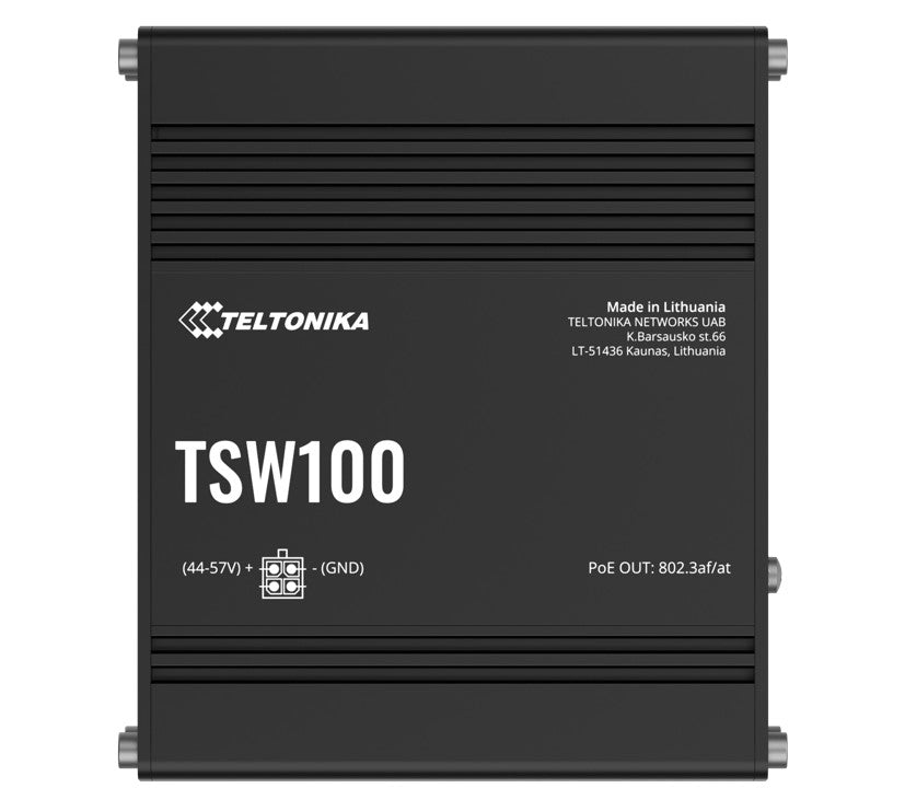 Teltonika TSW100010020 | TSW100 Industrial PoE+ Switch, 4x PoE+ Ports, 5x Gigabit Ethernet, 120W, PSU Included