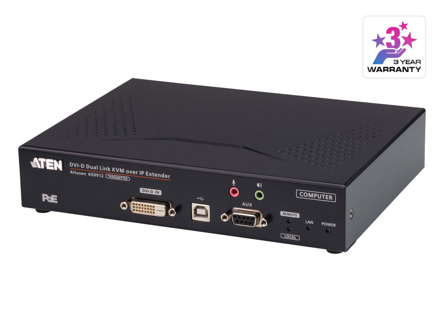 ATEN KE6912T-AX | KE6912T Dual-Link DVI-D KVM over IP Transmitter, 2560x1600@60, PoE/DC