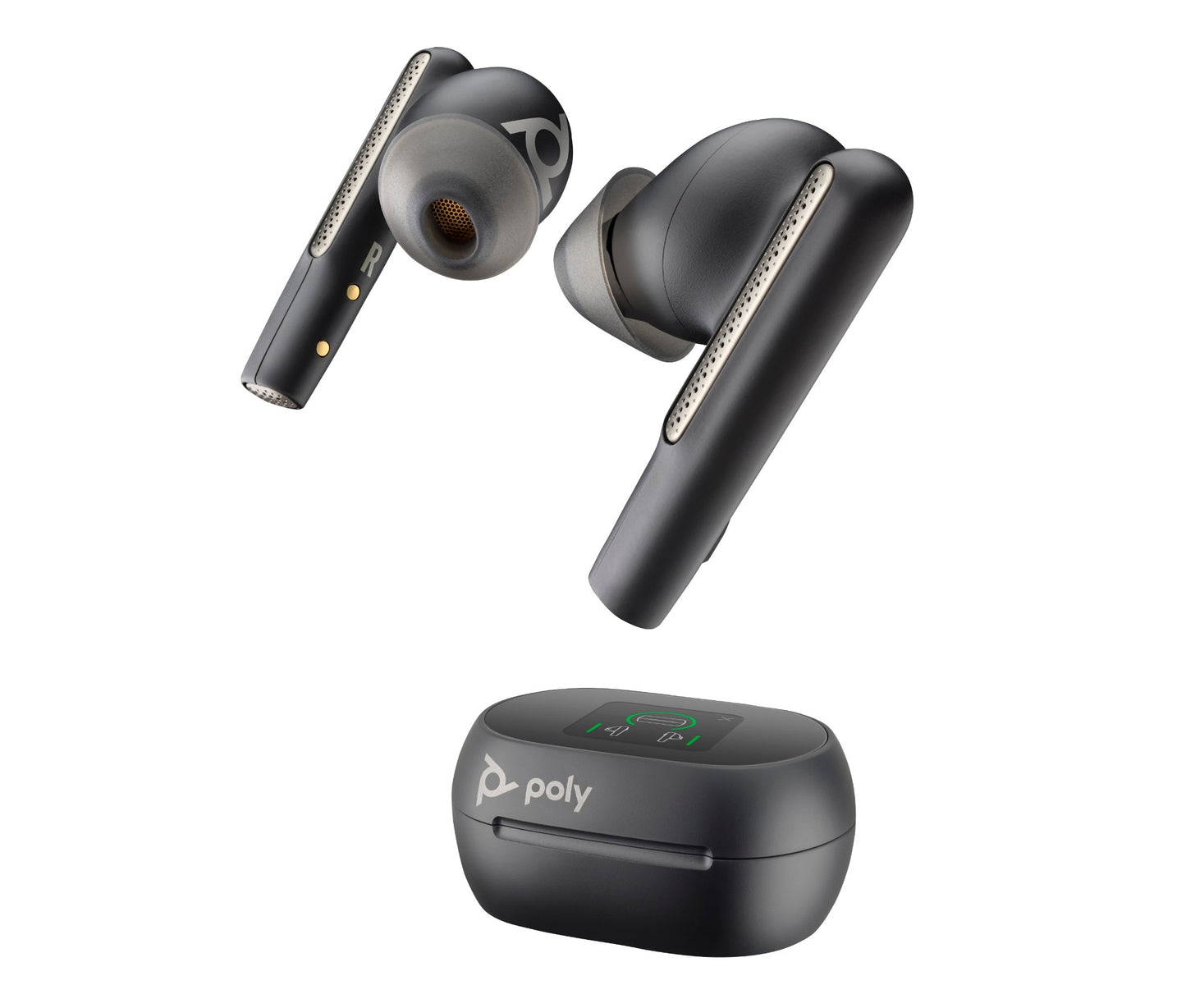 Poly 7Y8H0AA | Voyager Free 60+ UC M Earbuds, Carbon Black, USB-C Adapter, Touchscreen Charge Case
