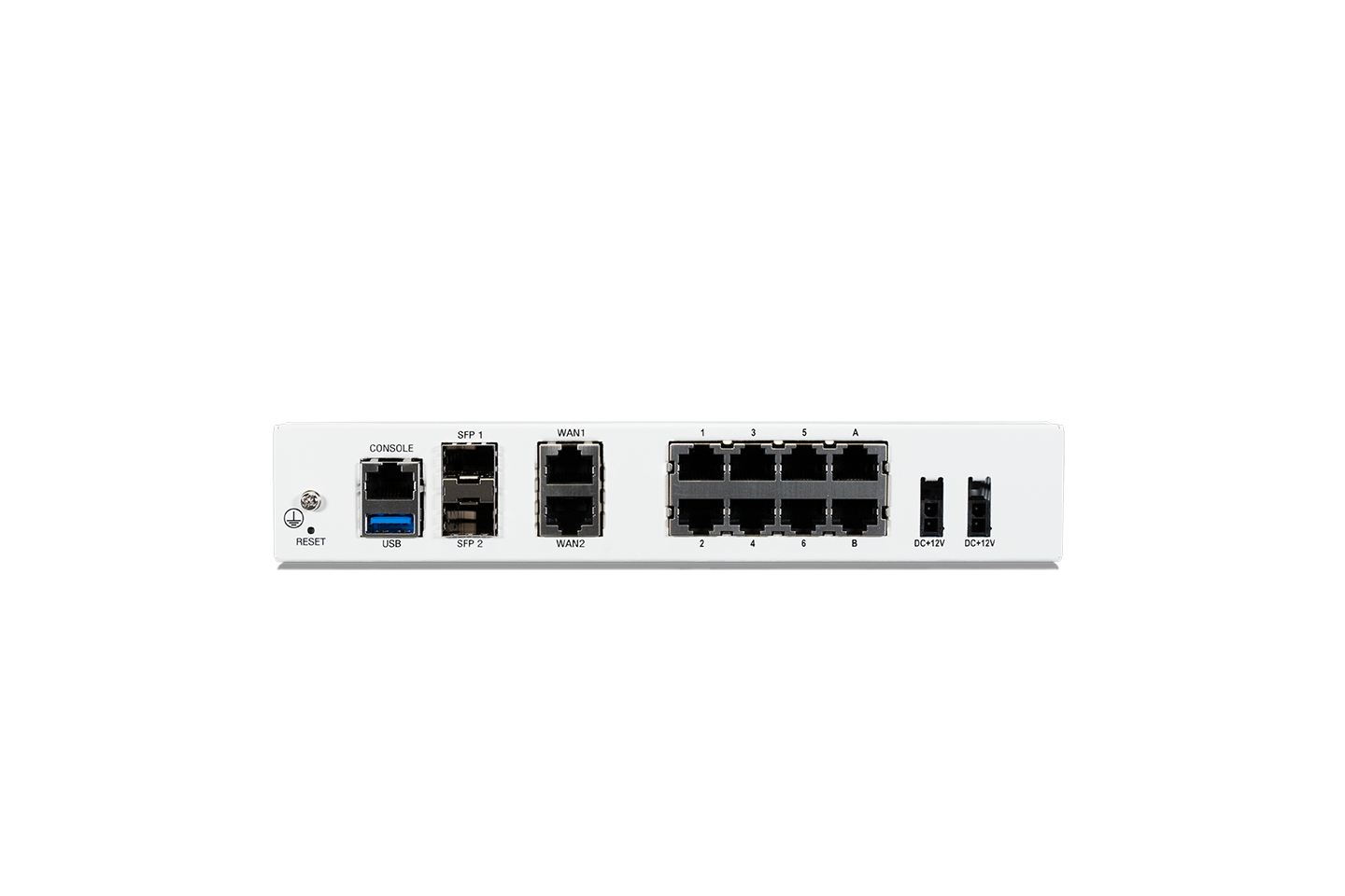 Fortinet FortiGate-81F white switch with USB, Ethernet ports, power connectors