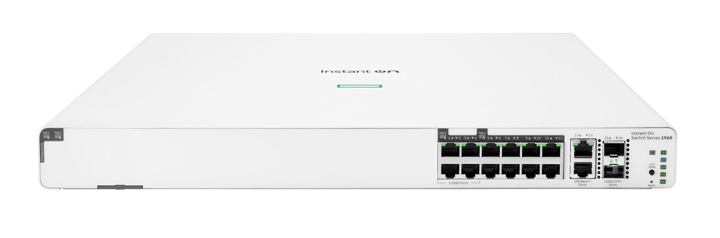 HPE S0F35A | 1960 Series 8 x Gigabit Ports, 4 x 2.5G PoE Ports, 2 x 10GbE Ports, 2 x SFP+ Uplinks, 480W Switch