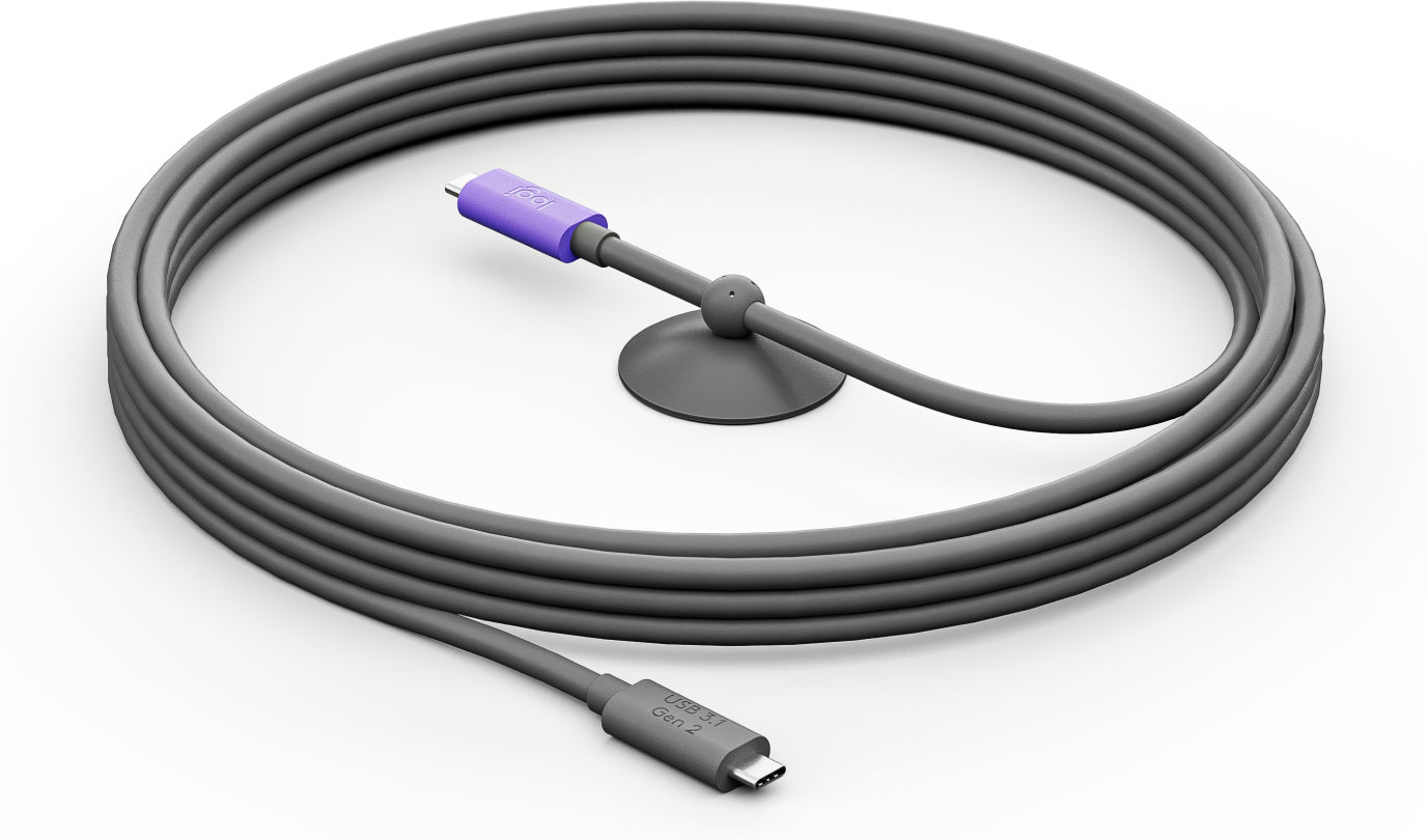 Logitech 952-000195 | USB Cable 5m, USB 3.2 Gen 2, USB-C, Graphite/Violet