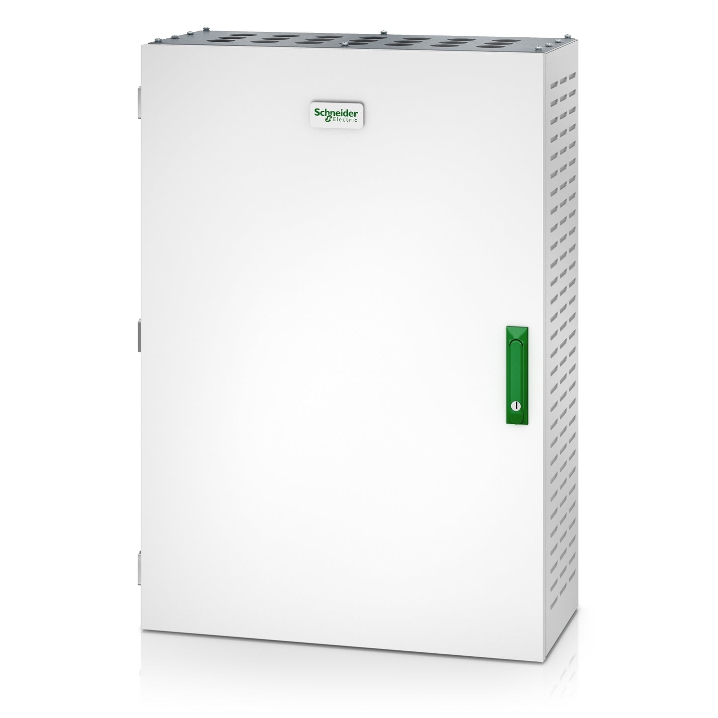 White Schneider Electric APC E3MBPAR60K200H parallel maintenance bypass panel with green handle and perforated side panels