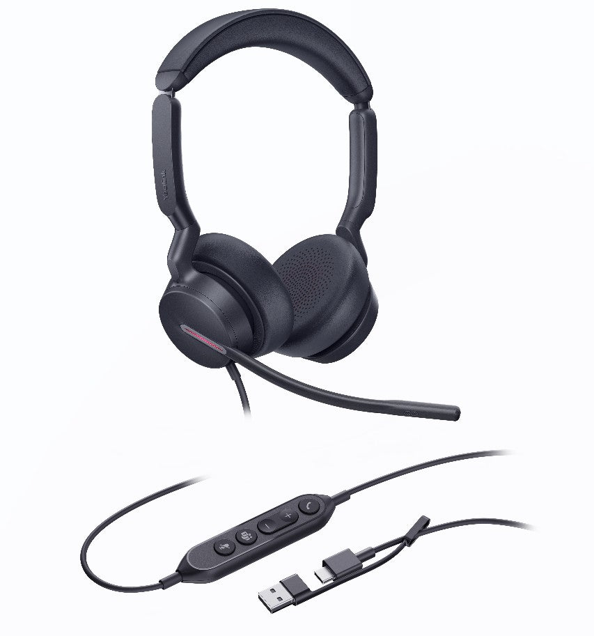 Yealink UH46-D-MS-C/A | UH46, Dual Teams USB-C/A Headset, Microsoft Certified, 3 Noise-Canceling Mics, 35mm Speaker