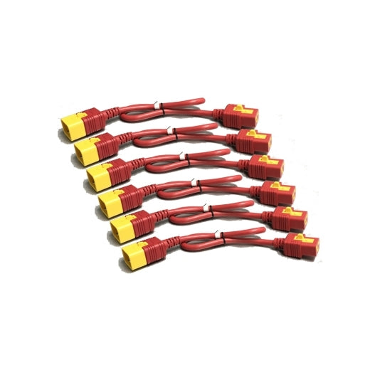 APC AP8716SX340 | NetShelter Power Cord Kit 6-Pack, Locking C19 to C20, 1.8M Length, Red, Rack Power Distribution