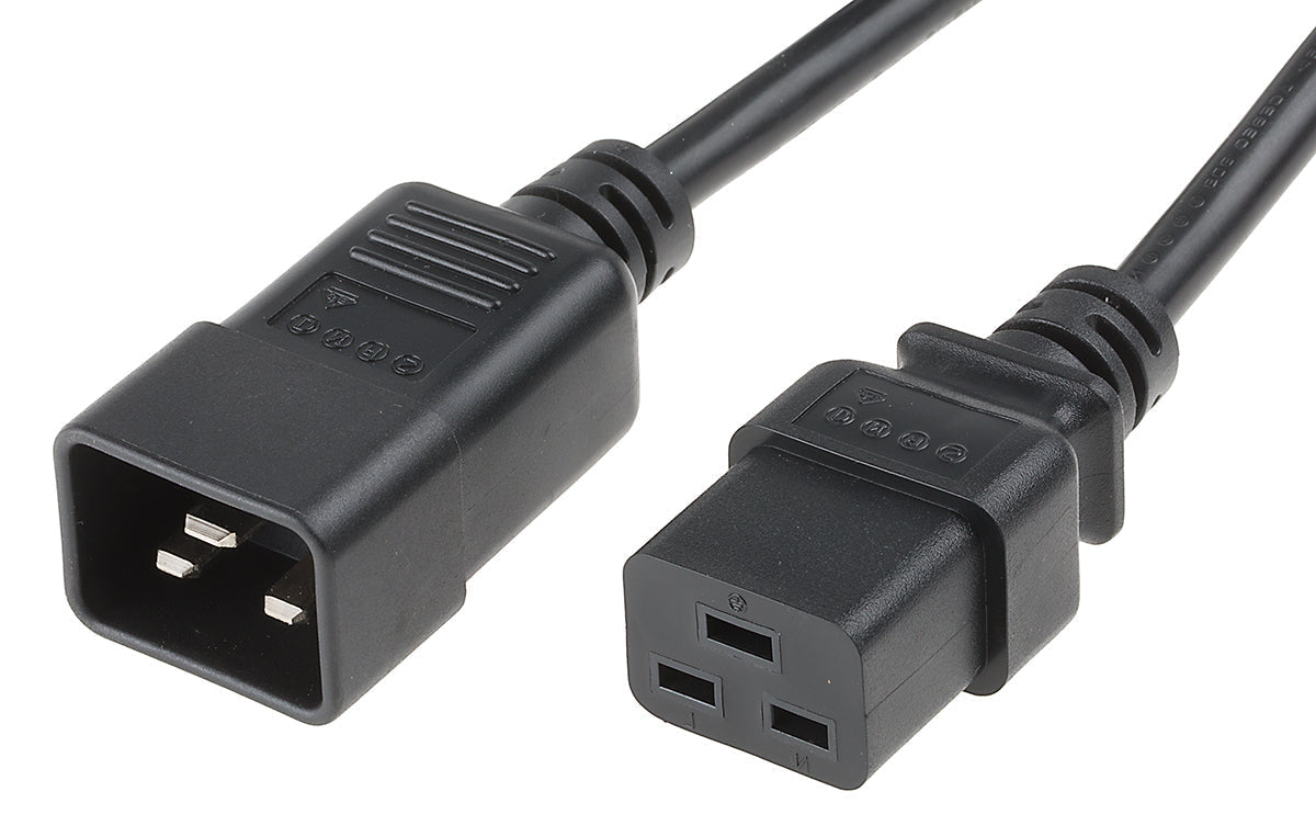 IEC C20 to IEC C19 Power Cable | 16A | 1.5mm² | Black