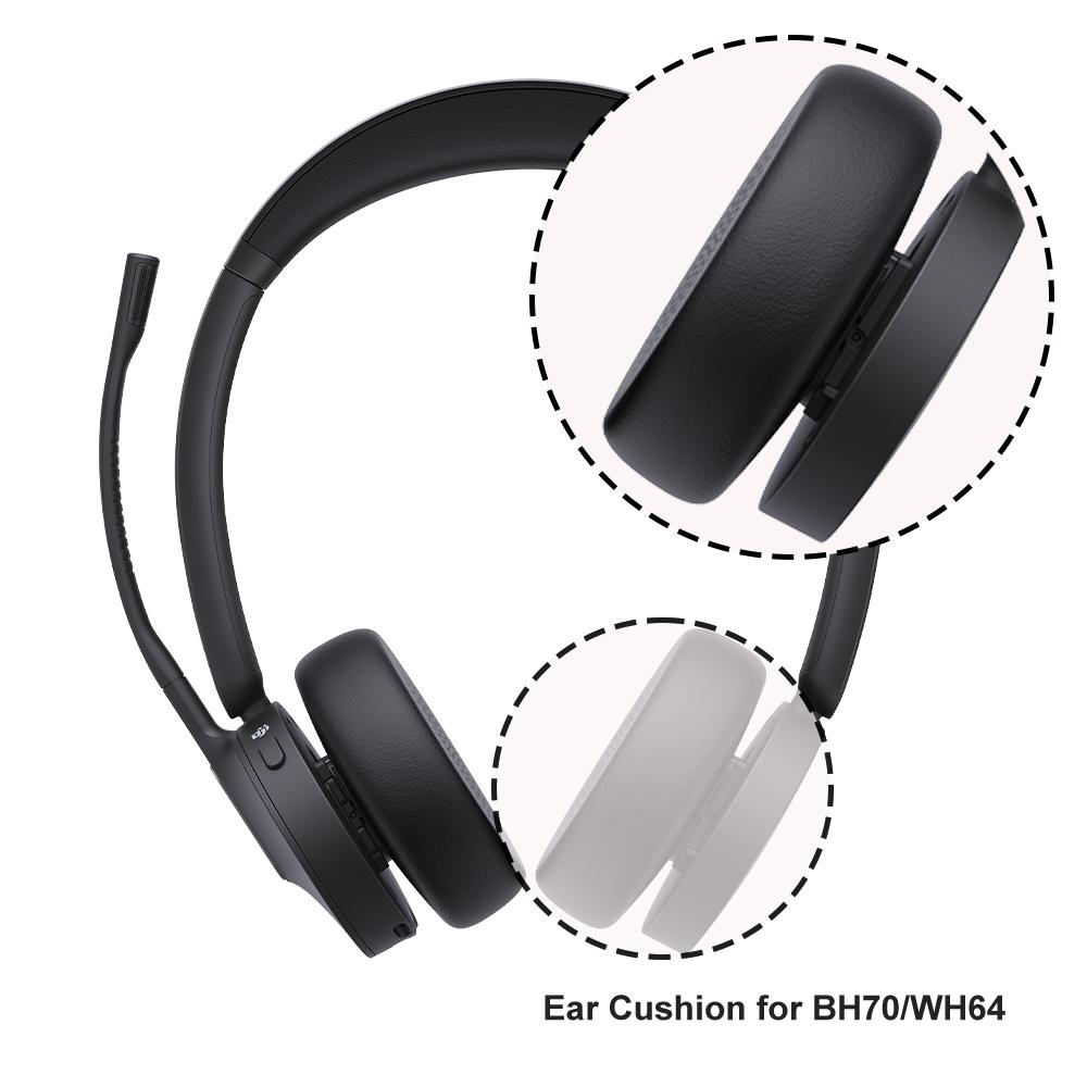 Yealink BH70/WH64-5pr black matte perforated leather ear cushions, 5 pairs