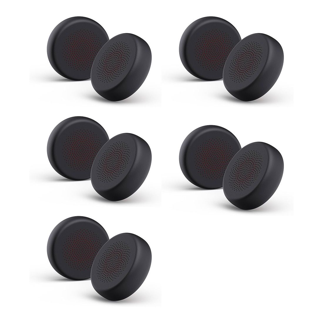 Yealink EC-BH74 leather ear cushions, black perforated matte pads, 5 pairs