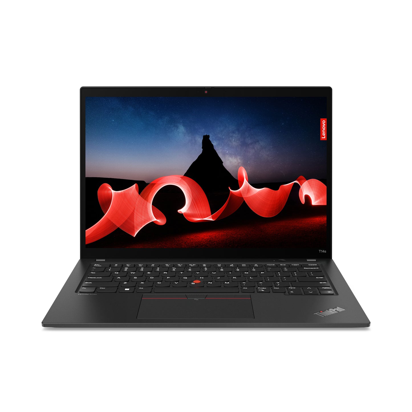 Black lenovo thinkpad t14s gen 4 14in touch laptop with ryzen 5 pro 7540u and red trackpoint nub
