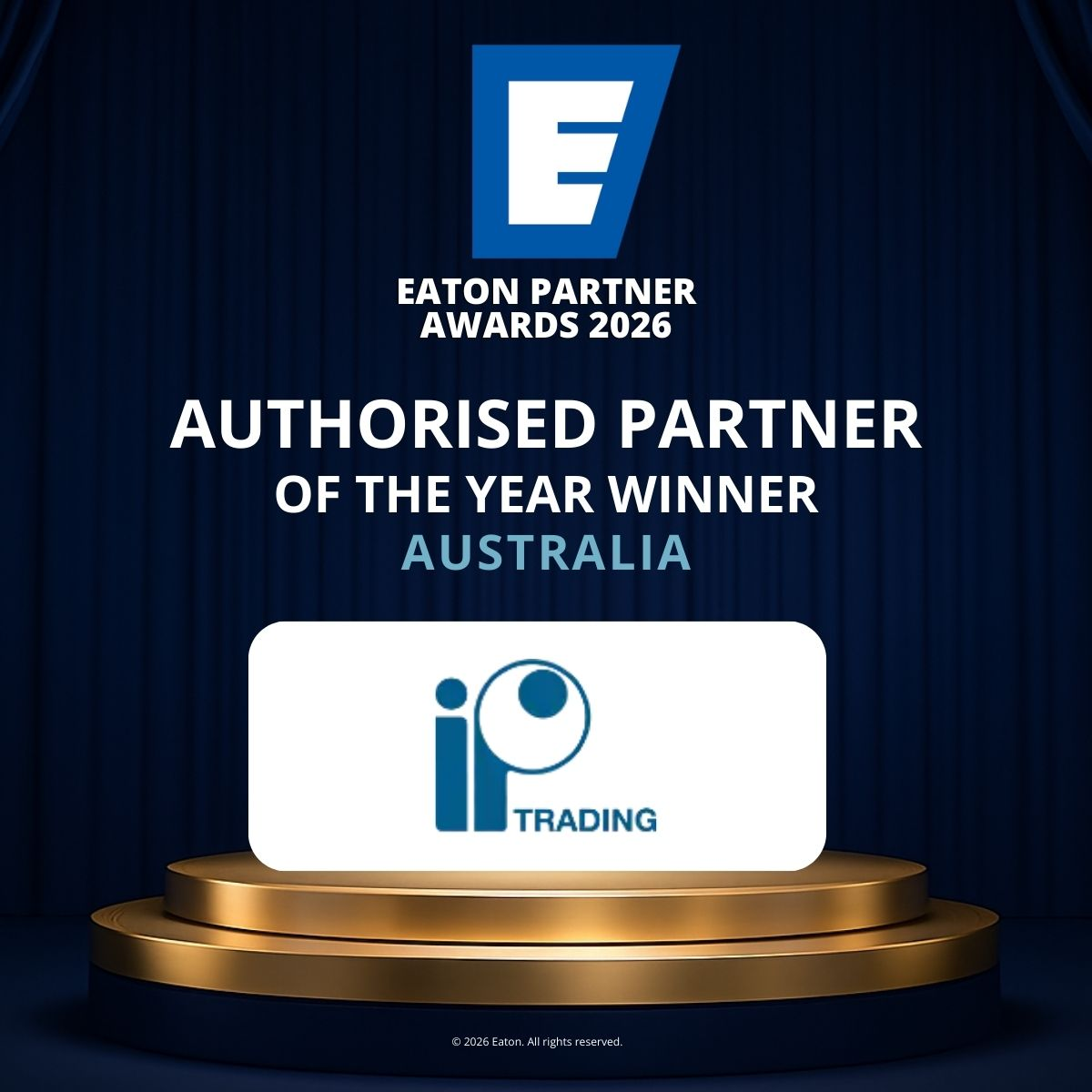 Eaton power advantage partner certificate for IP Trading Pty Ltd with ETNBA121U PDU