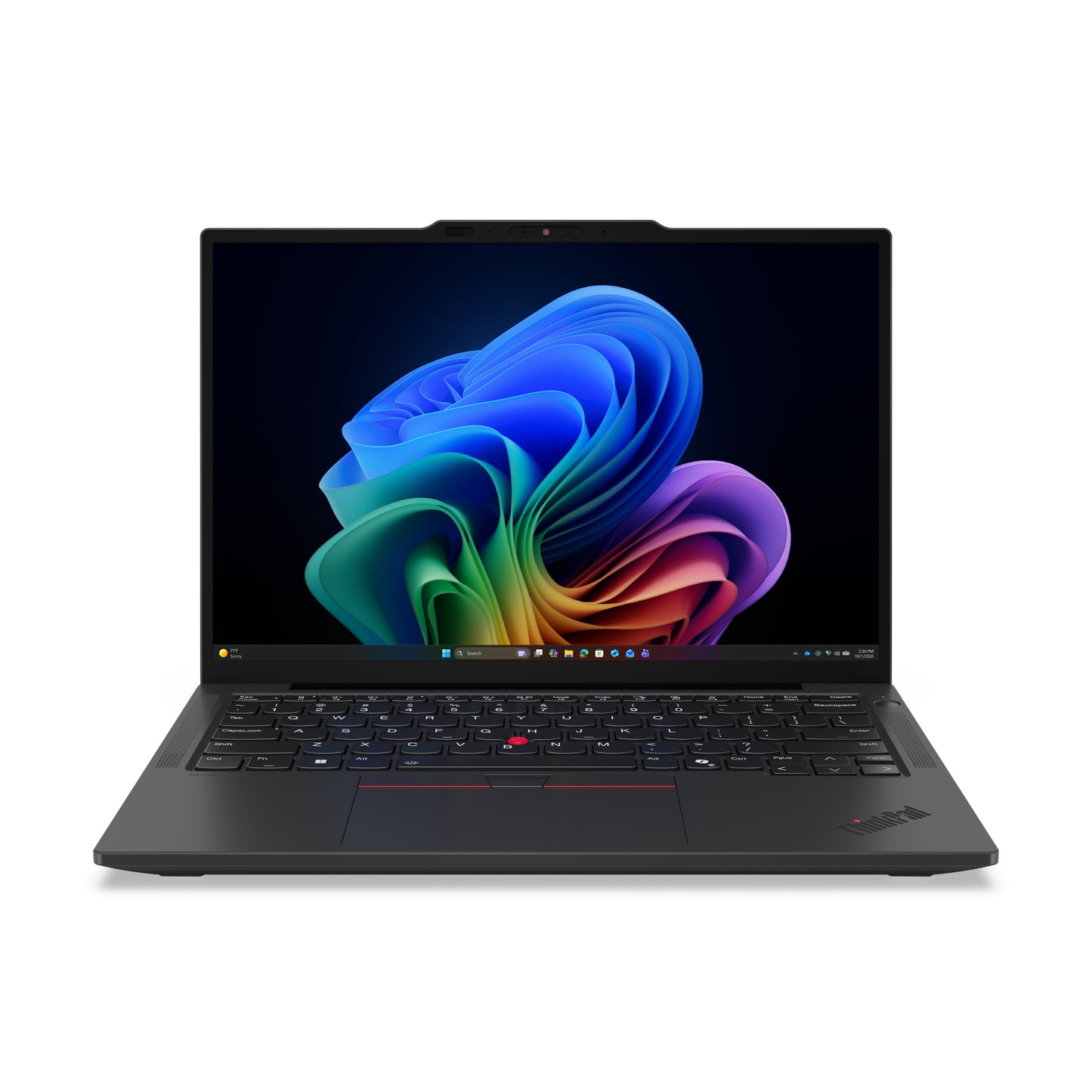 Black lenovo thinkpad x13 gen 7 13.3in laptop with sleek design and vibrant windows 11 wallpaper on screen