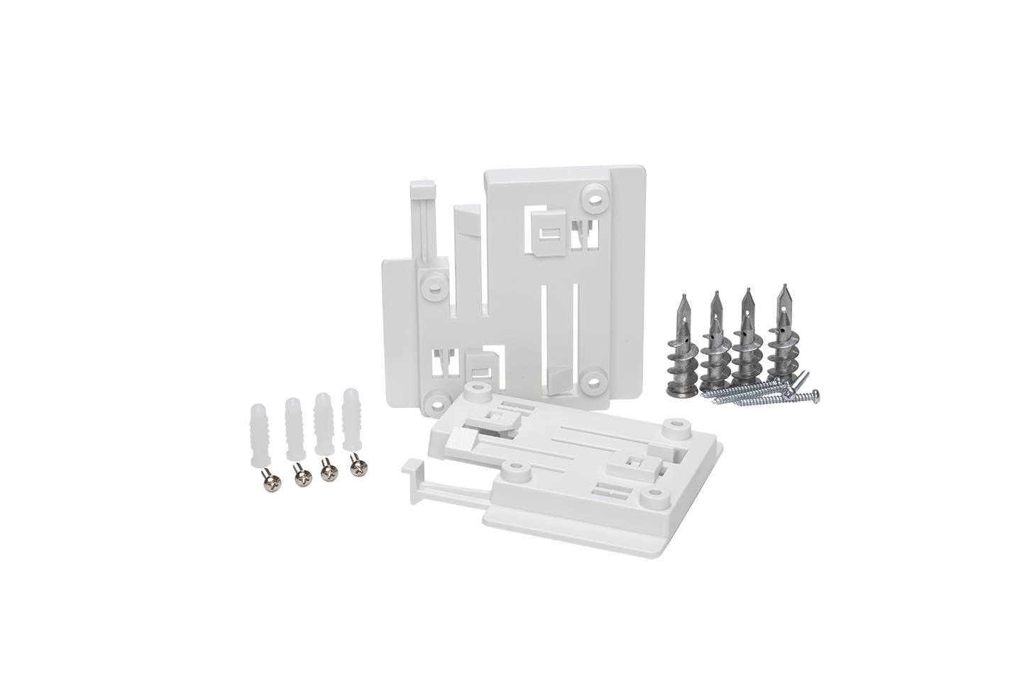 White plastic Cat6 ethernet wall plate kit with screws for Fortinet FAP-400 mount