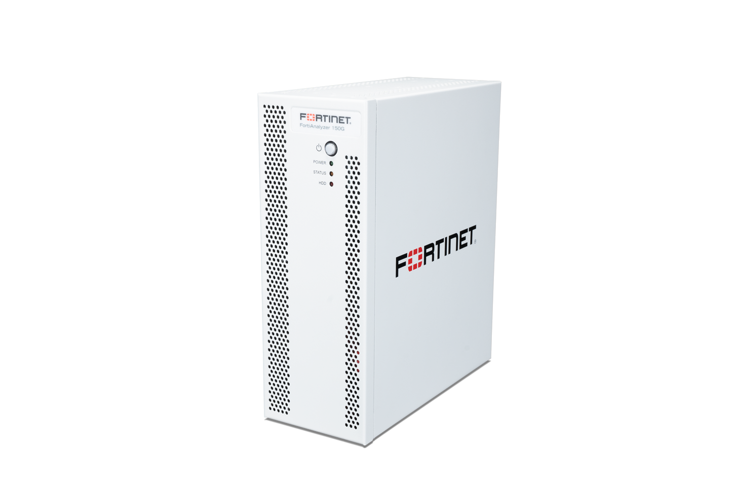 White Fortinet FAP-105S network appliance with perforated panels, sleek design