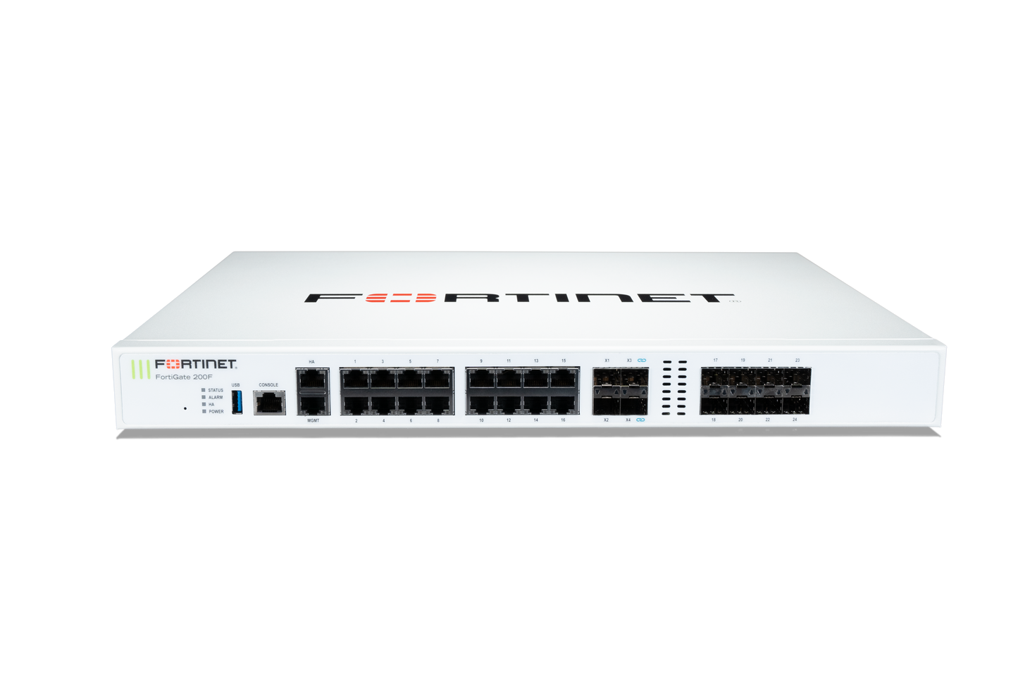 White Fortinet FortiGate-60C back view with Ethernet and USB ports