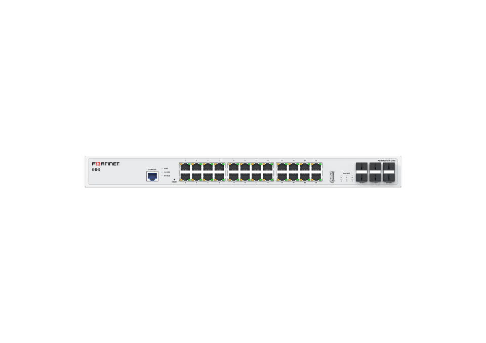 Fortinet FortiSwitch-124G FS-124G 24-port 2.5G/1G/100M RJ45 switch rear view