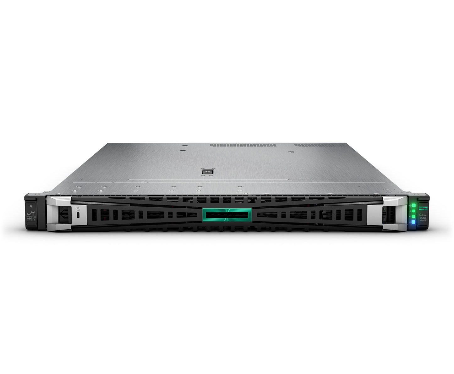 Silver and black hp proliant dl380 gen10 server with green led indicator featured in hpe p92148-375 rack server