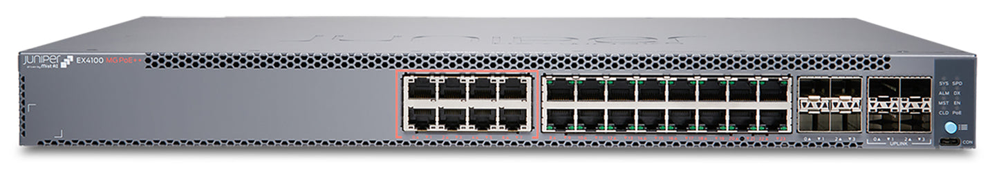 Juniper EX4100-24MP | EX4100 Series 24 x 1GbE PoE+ Ports, 4x10G SFP+ Uplinks, 1U Switch