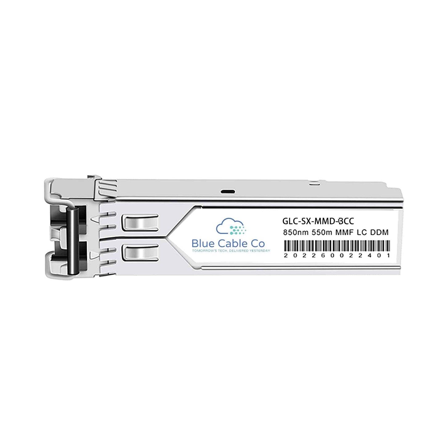 Silver metallic mcl3208011-sx-bcc sfp transceiver module with blue cable co label for 1gb multi-mode 550m use