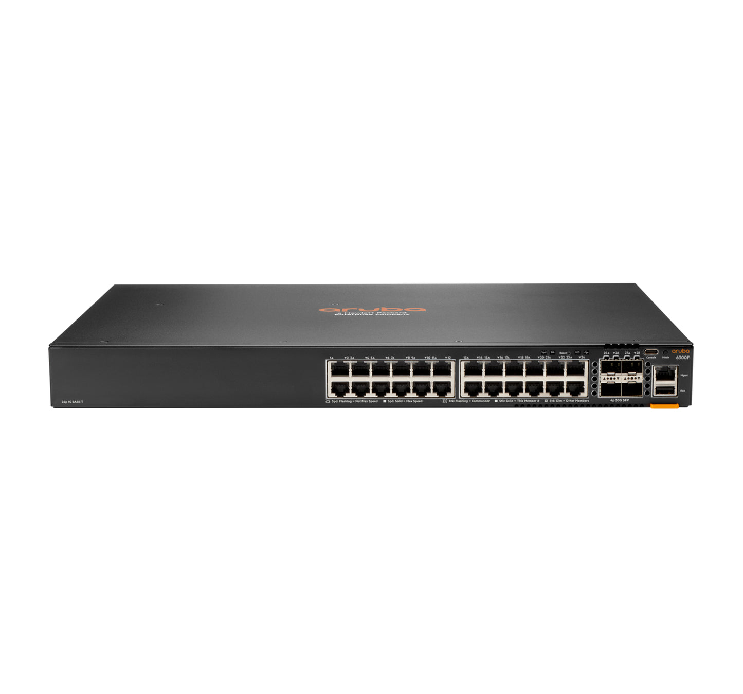 Aruba JL668A CX 6300F 24-port 1GbE L3 switch with ports and USB