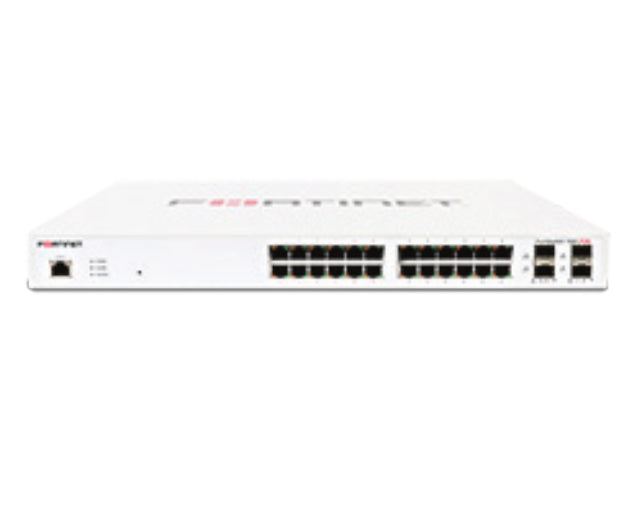 Fortinet FS-124E-POE | 24GE + 4SFP, 12 PoE Ports, 185W, Smart Fan, FortiSwitch-124E-POE
