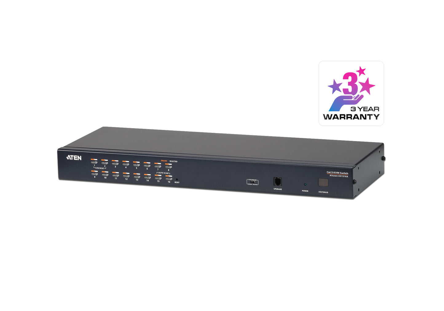 ATEN KH1516A-AX-U | KH1516A | 16-Port Cat 5e/6 KVM Switch, Single Console, Daisy-Chain to 512, Rackmount
