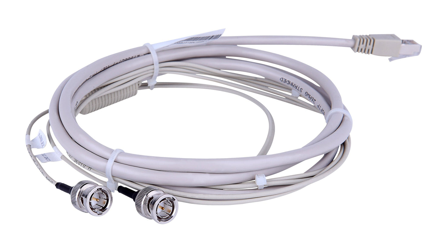 HPE JD511A Cat5e cable: coiled gray RJ45 to dual BNC, 75-120 Ohm