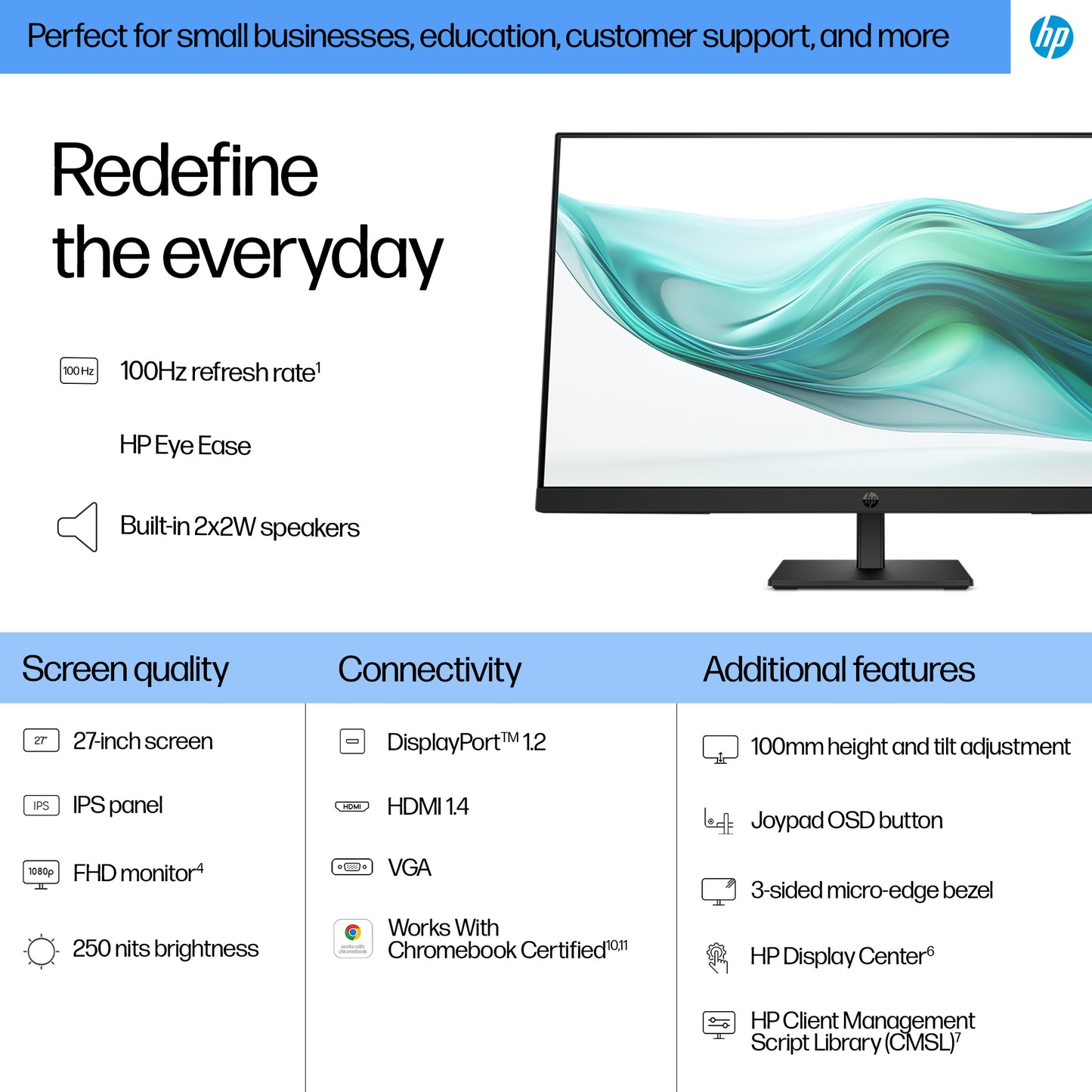 HP B0CG8UT | Series 3 Pro 27" FHD Monitor, 327ph