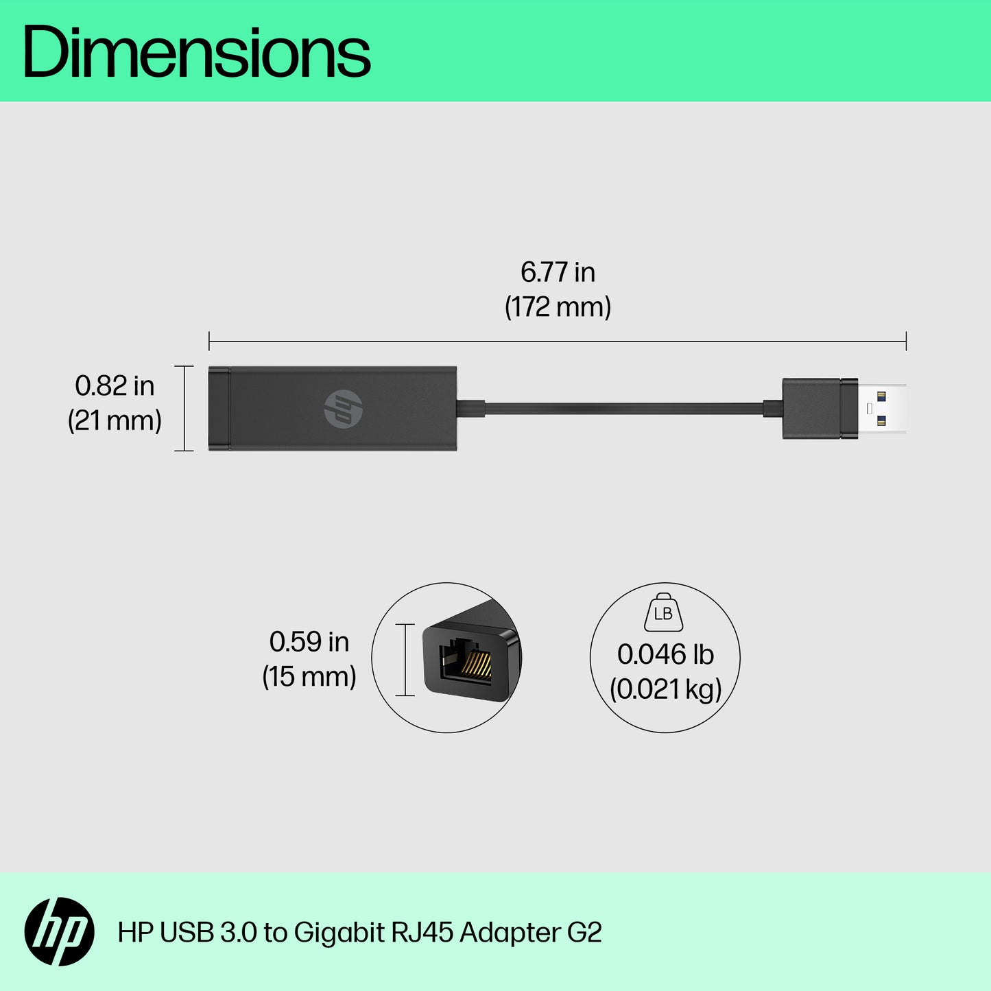 HP 4Z7Z7AA | USB 3.0 to Gigabit RJ45 Adapter G2