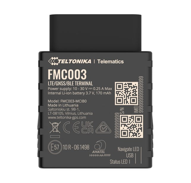 Teltonika FMC003WMBP01 | FMC003 Plug-and-Track OBDII GPS Tracker, GNSS/GSM & Bluetooth