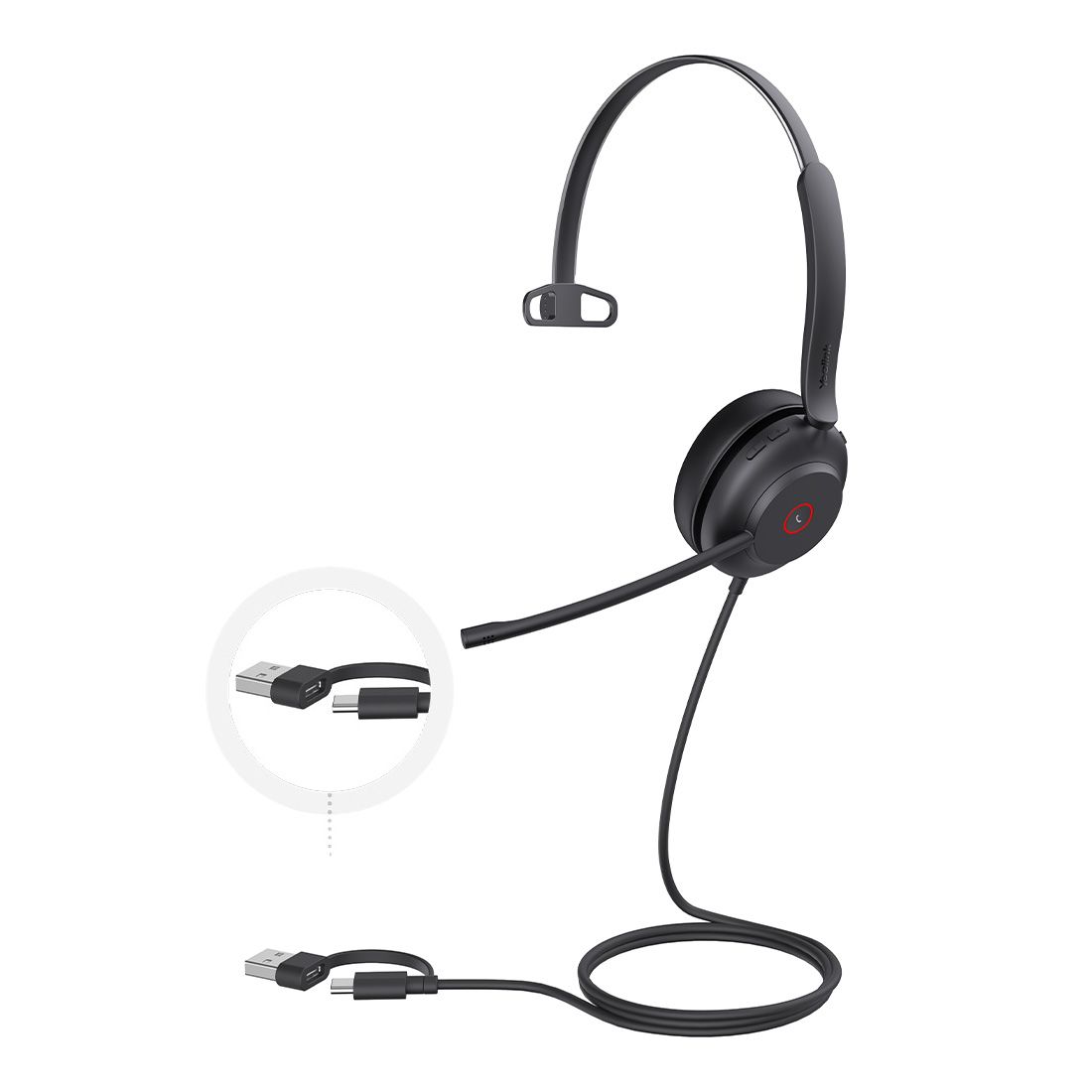 Yealink UH37 Mono UC USB-C/A | UH37 Mono USB Wired Headset, 35mm Speaker, Busylight, HD Audio, 2Mic Noise Killer