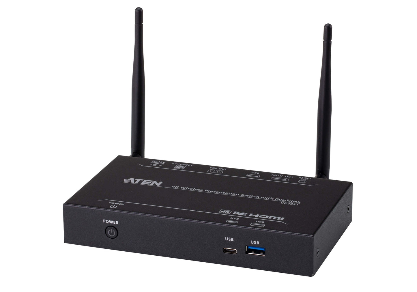 ATEN VP2021-AT-U | VP2021 Quad-View 4K Wireless Presentation Switch, HDMI + VGA, PoE
