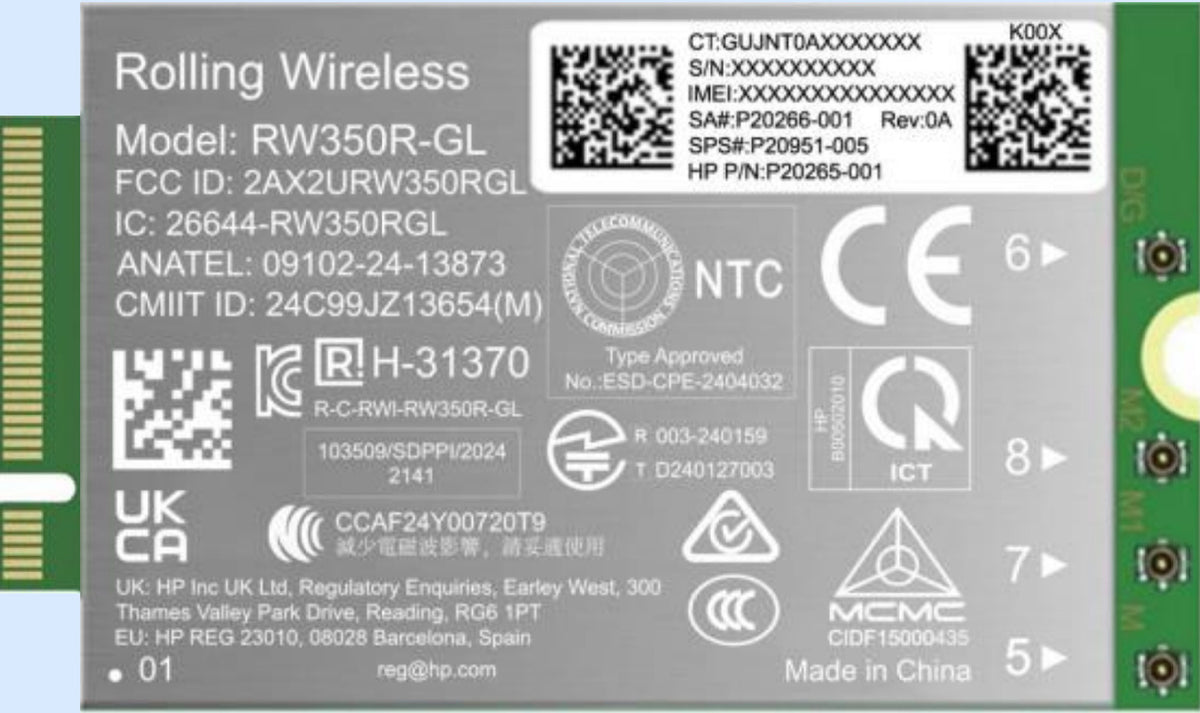 HP B8BD3AA | Mobile Broadband 4G LTE Cat19 WWAN Module, Internal