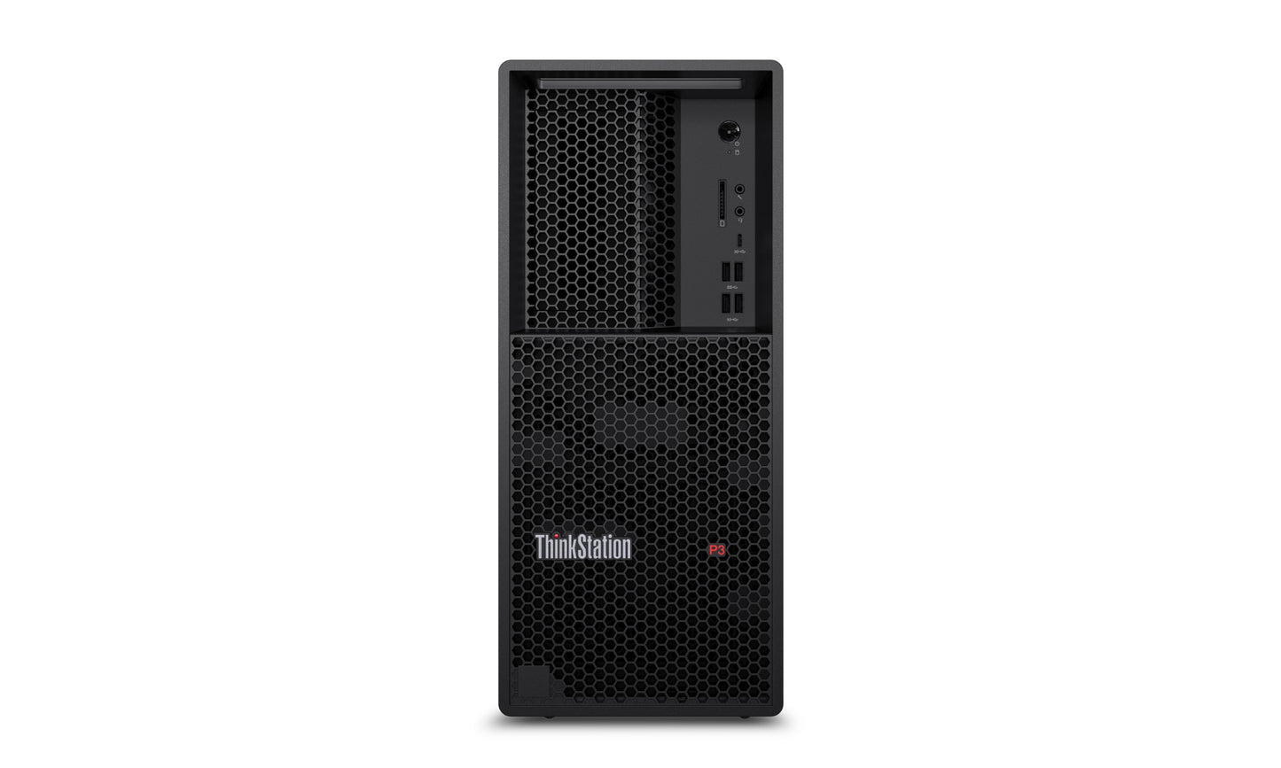 Lenovo ThinkStation P3 Gen 2 P500 tower with honeycomb front and I/O ports