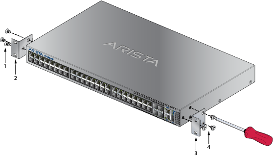 Silver metallic arista ccs-720xdm-32s-6sy-2f 720xdm 32-port 1g sfp network switch with multiple front ports