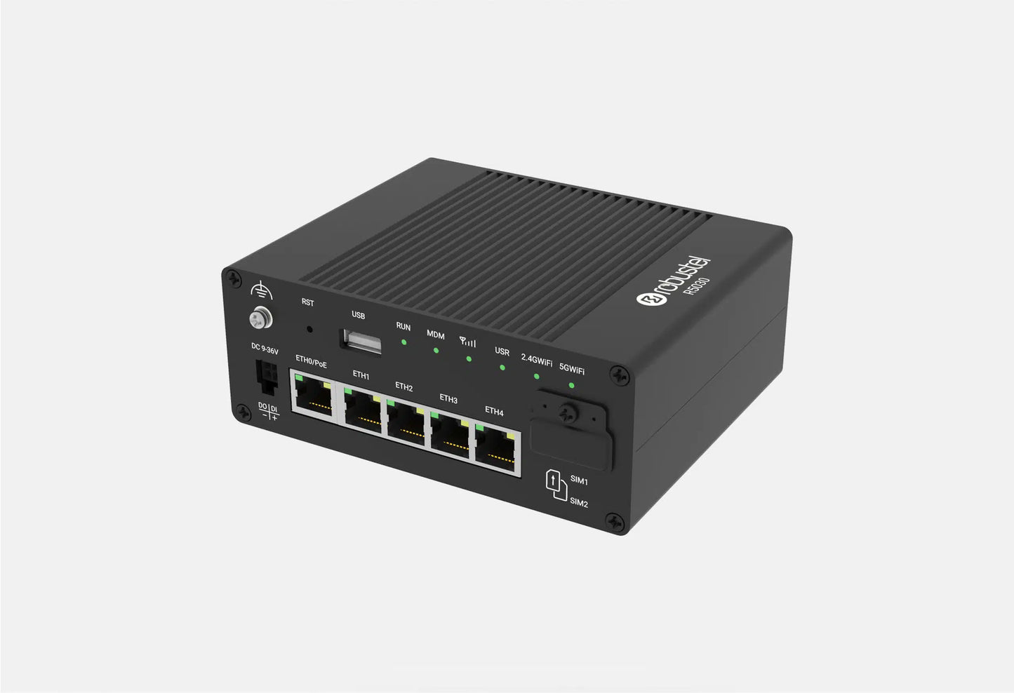 Robustel R5030 Industrial 5G Router with Wi-Fi 6, Dual-SIM, 5× GbE, GNSS