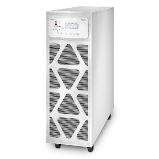 White tower-style APC E3SUPS30K3I easy UPS 3S 30 kVA 400V with digital display and triangular mesh ventilation grilles