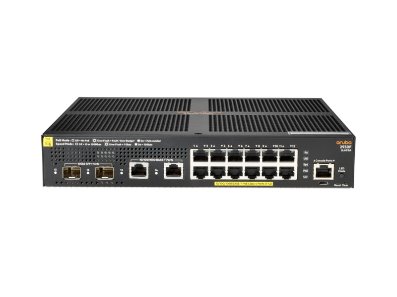 Aruba JL693A#ABG | 2930F 12G PoE+ L3 Managed Switch, 2G/2SFP+ Uplinks