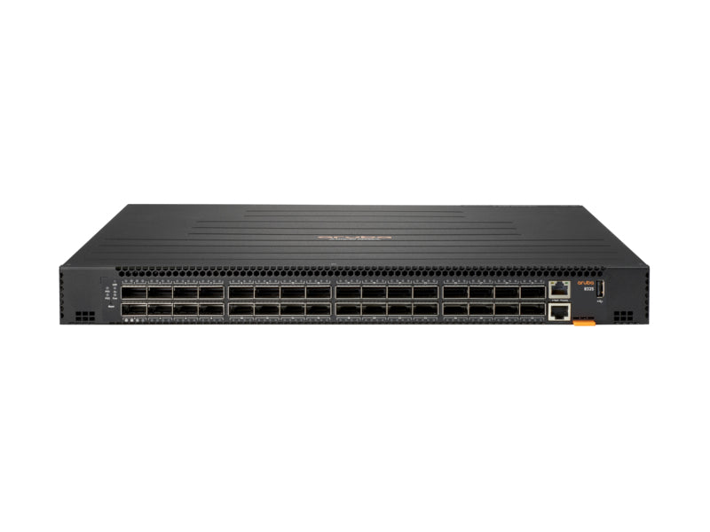 Aruba JL627A#ABG 8325-32C rear view with ethernet ports and vents