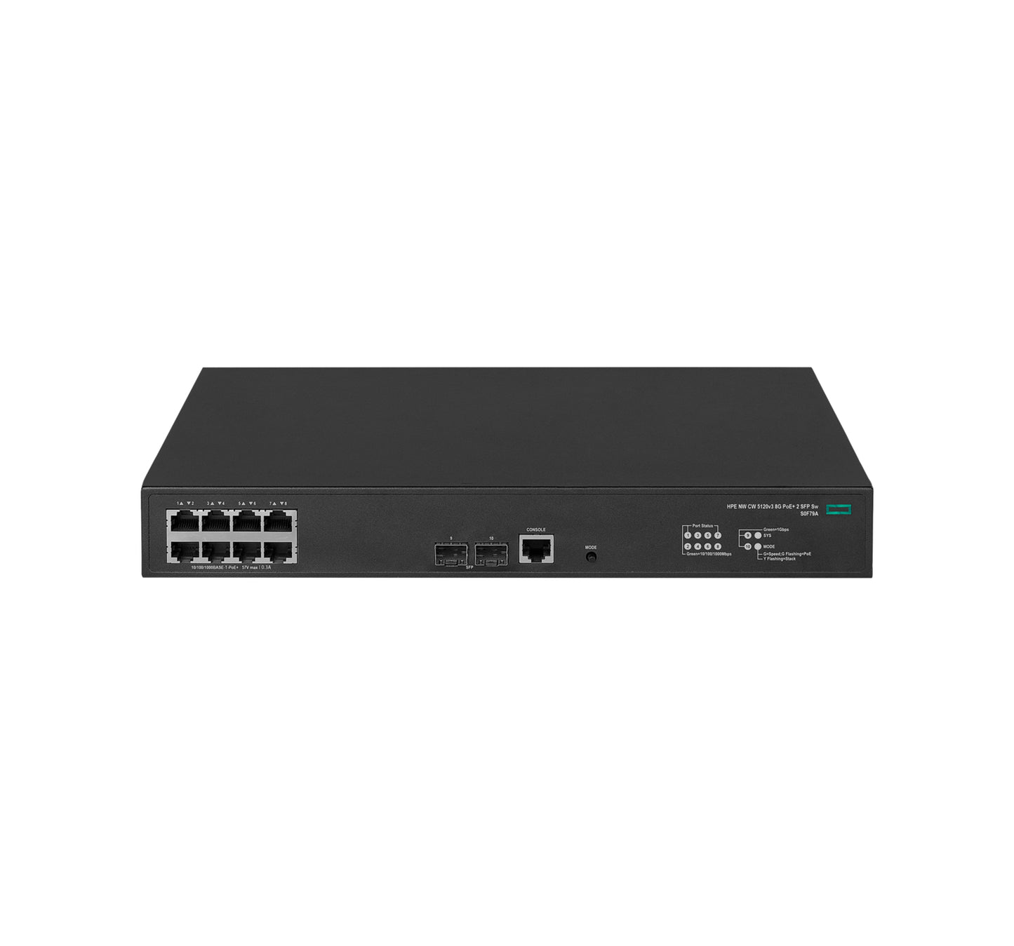 HPE S0F79A#ABG | 5120v3 Series 8 x 1GbE PoE Ports, 2xSFP+ Uplinks, Layer 3, 1U Switch