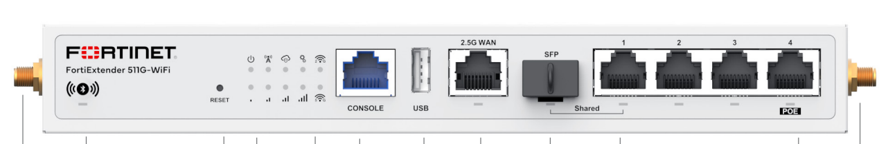 Fortinet FEX-511G-WIFI-N 5G WAN router with STIG-WiFi extender, Ethernet, USB ports
