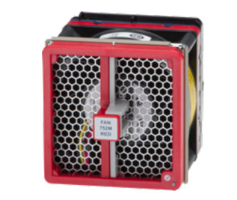 Red-framed Arista PWR-3351-AC-RED PSU cooling fan with black hexagonal grille