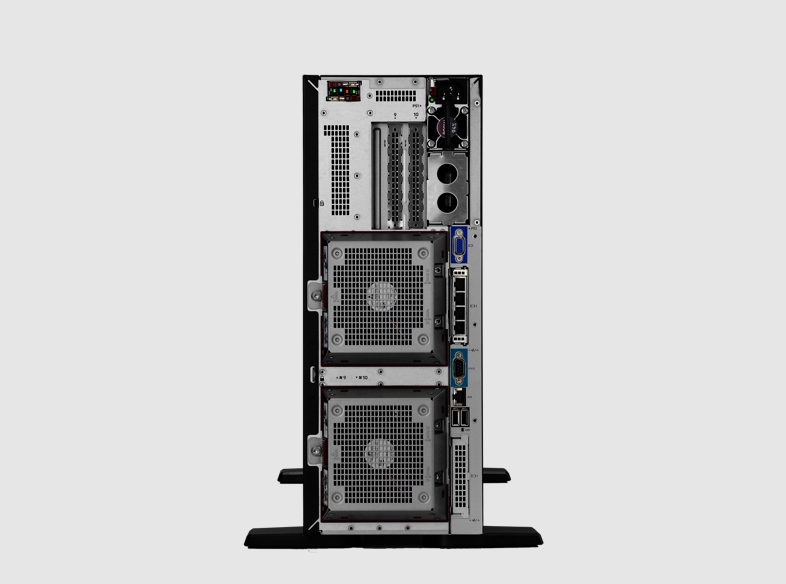 HPE ML350 Gen11 black and silver tower server with fans, slots, ports