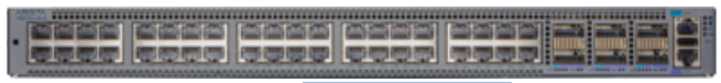 Arista DCS-7280TR3-40C6-F gray metal server rack rear with ports and lights